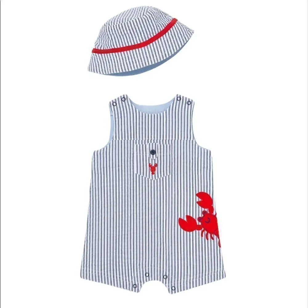 Little Me Lobster Sunsuit Romper & Hat Set || 9M